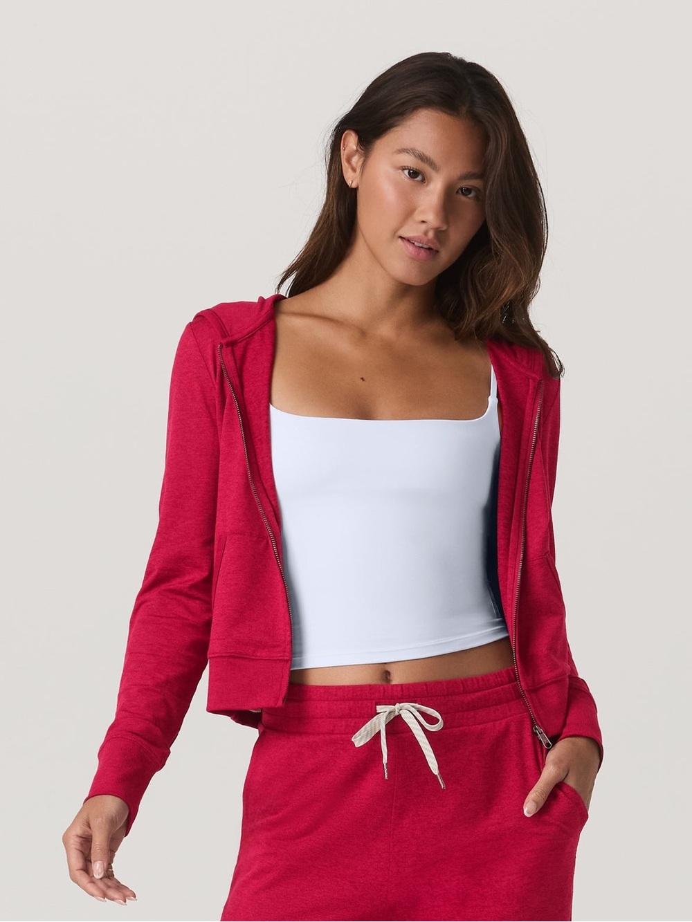 NWT Vuori Halo Mini Full Zip Hoodie Strawberry Heather Size M